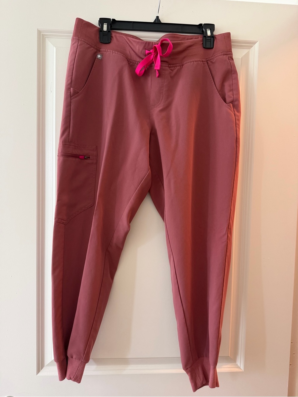 Figs Mauve Track Joggers with Hot Pink Drawstring
